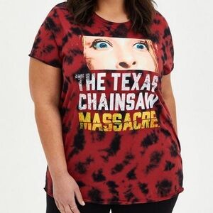 Torrid Size 3 Classic Fit Crew Tee - Texas Chainsaw Red Tie-Dye